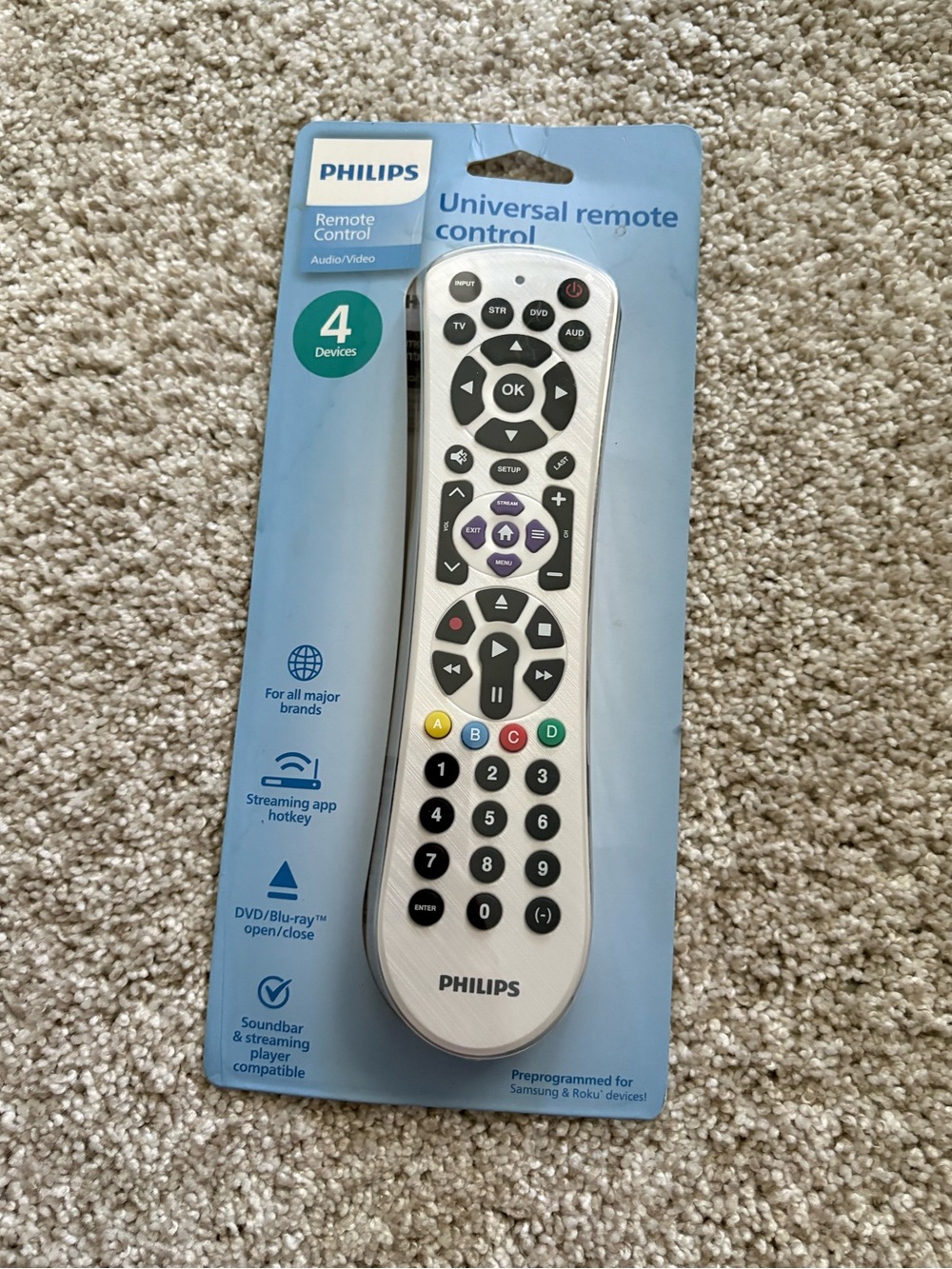 New Philips 4 Device Universal Remote Control New In Packaging